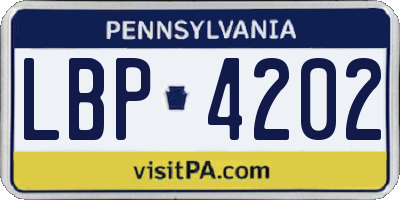 PA license plate LBP4202
