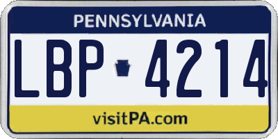 PA license plate LBP4214
