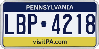 PA license plate LBP4218
