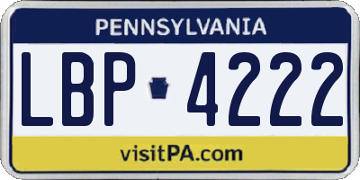 PA license plate LBP4222