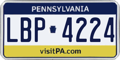 PA license plate LBP4224