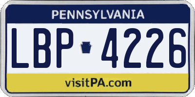 PA license plate LBP4226