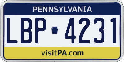 PA license plate LBP4231