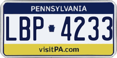 PA license plate LBP4233
