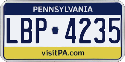 PA license plate LBP4235