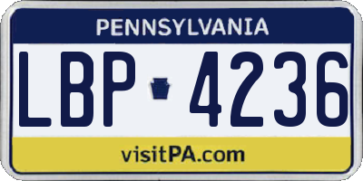 PA license plate LBP4236