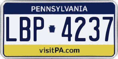 PA license plate LBP4237
