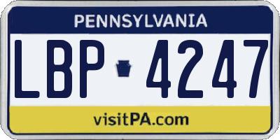 PA license plate LBP4247