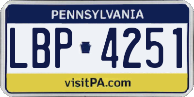 PA license plate LBP4251
