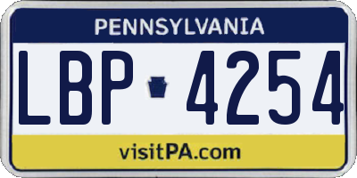 PA license plate LBP4254