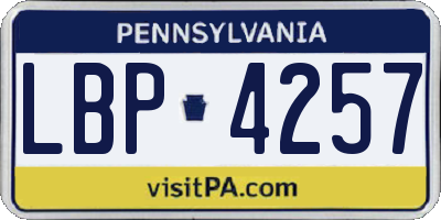 PA license plate LBP4257
