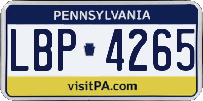 PA license plate LBP4265