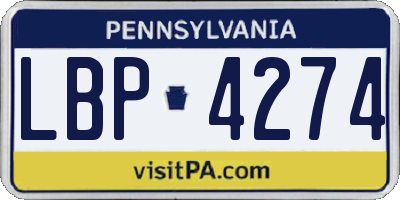 PA license plate LBP4274