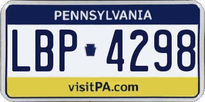 PA license plate LBP4298