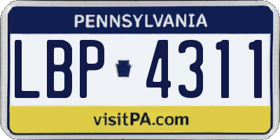 PA license plate LBP4311
