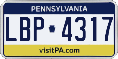 PA license plate LBP4317
