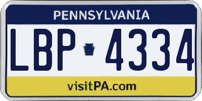 PA license plate LBP4334