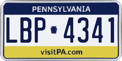 PA license plate LBP4341