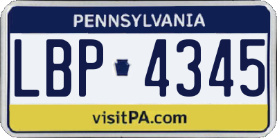 PA license plate LBP4345
