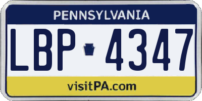 PA license plate LBP4347