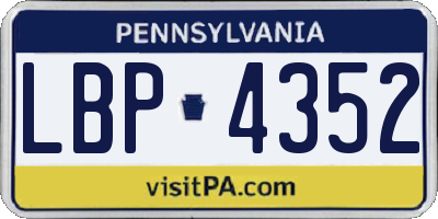 PA license plate LBP4352
