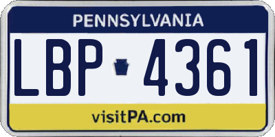PA license plate LBP4361