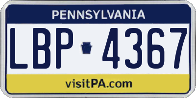 PA license plate LBP4367