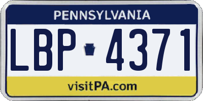 PA license plate LBP4371