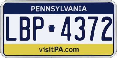 PA license plate LBP4372