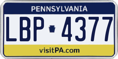 PA license plate LBP4377