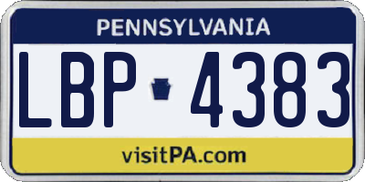 PA license plate LBP4383
