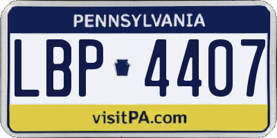PA license plate LBP4407