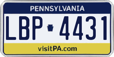 PA license plate LBP4431