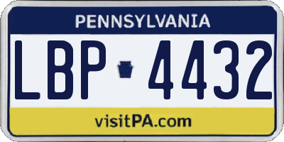 PA license plate LBP4432