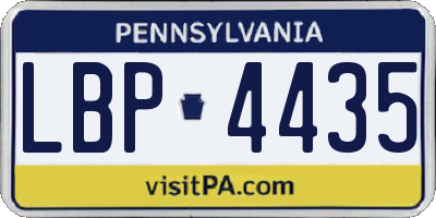 PA license plate LBP4435