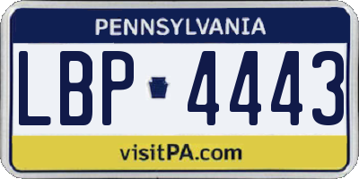 PA license plate LBP4443