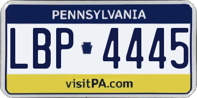PA license plate LBP4445