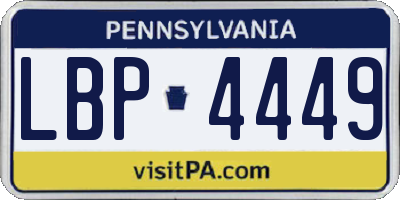 PA license plate LBP4449
