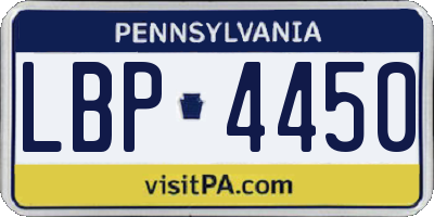 PA license plate LBP4450