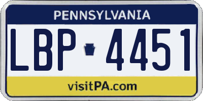 PA license plate LBP4451
