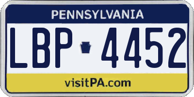 PA license plate LBP4452