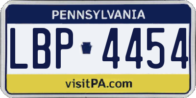 PA license plate LBP4454