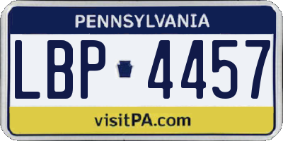 PA license plate LBP4457