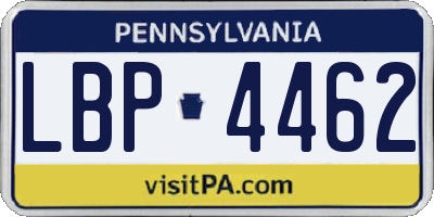 PA license plate LBP4462