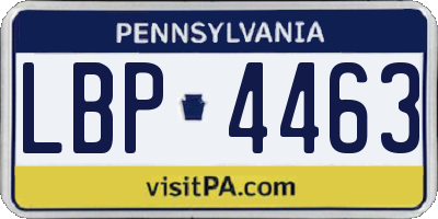 PA license plate LBP4463