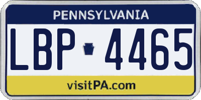 PA license plate LBP4465