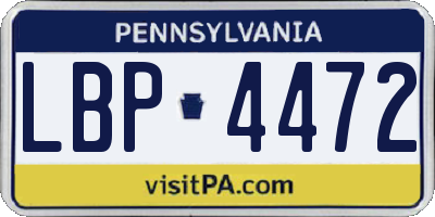 PA license plate LBP4472