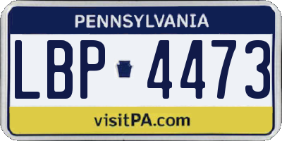 PA license plate LBP4473