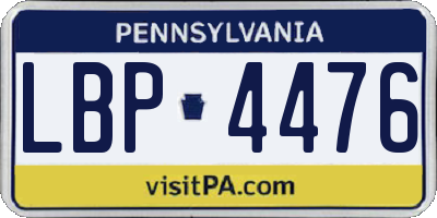 PA license plate LBP4476
