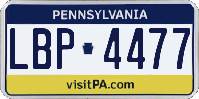 PA license plate LBP4477